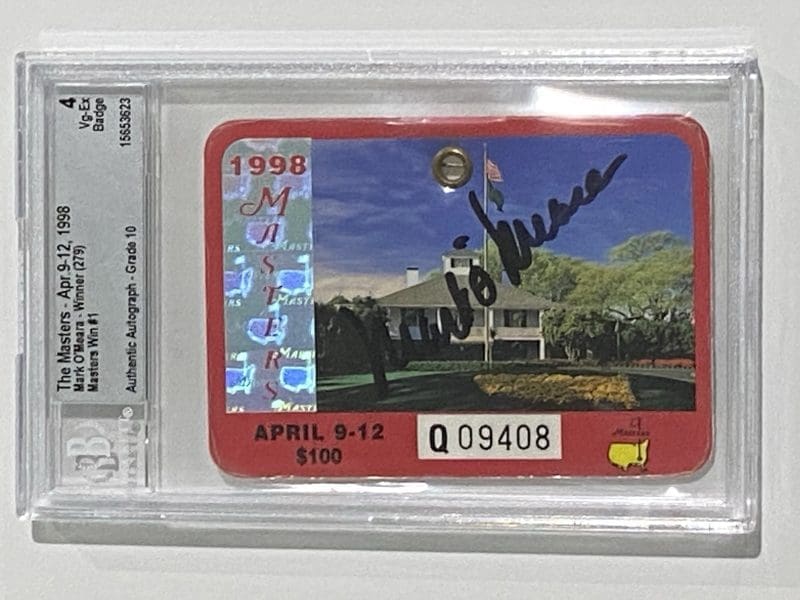 Mark O'Meara Signed 1998 Masters Badge Beckett Authentic 4 Vg-Ex