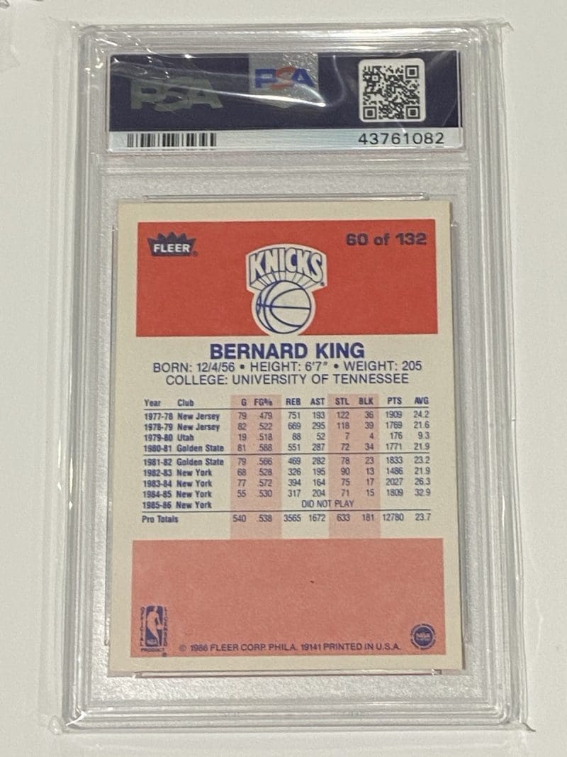 Bernard King Signed 1986 Fleer #60 PSA DNA Auto New York Knicks - Image 2