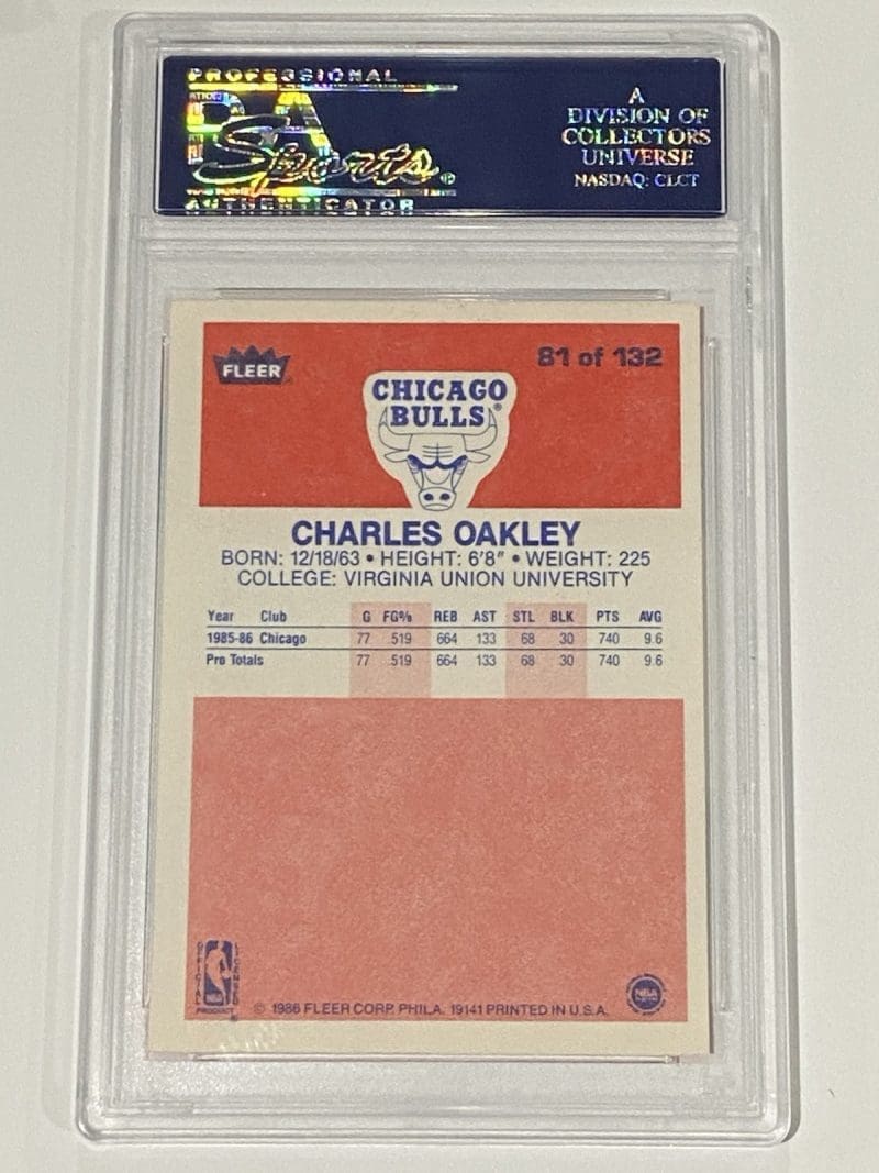 Charles Oakley Signed 1986 Fleer #81 PSA DNA Chicago Bulls Knicks - Image 2