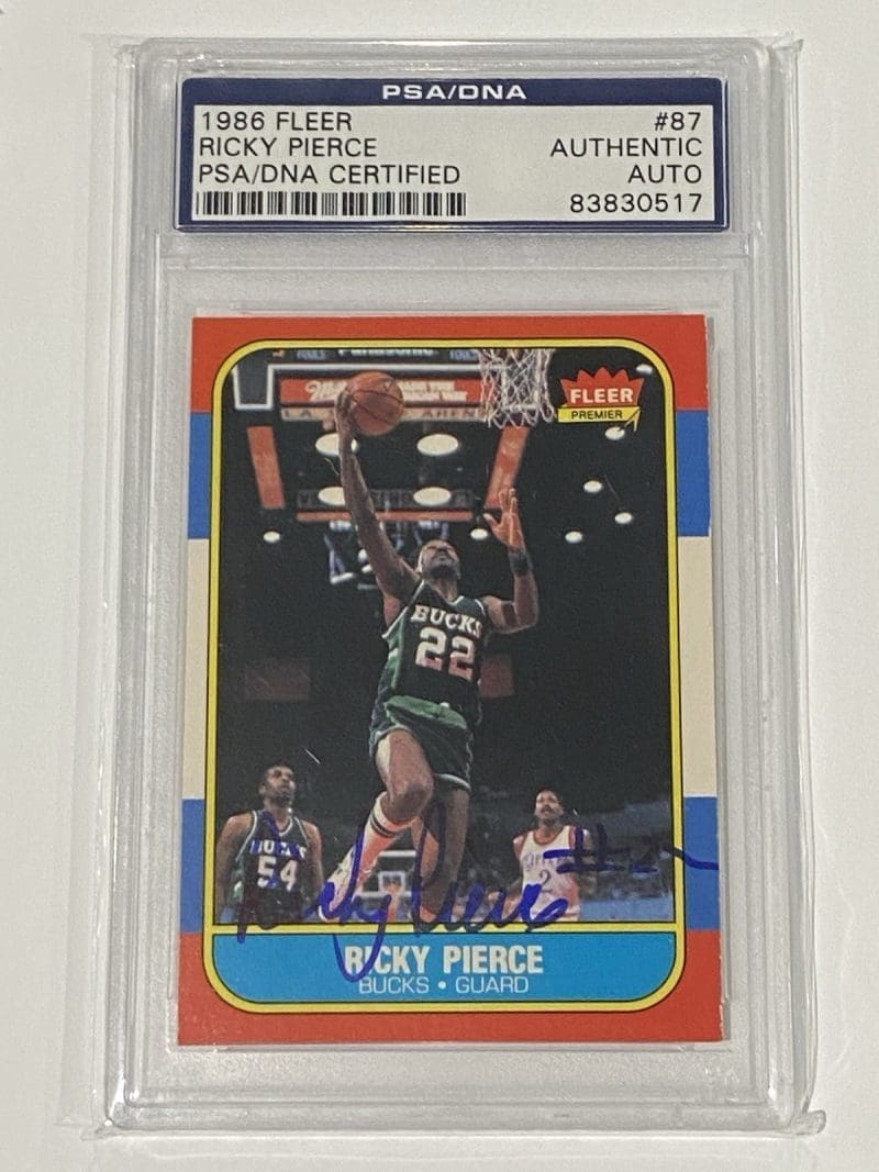 Ricky Pierce Signed 1986 Fleer #87 PSA DNA Milwaukee Bucks