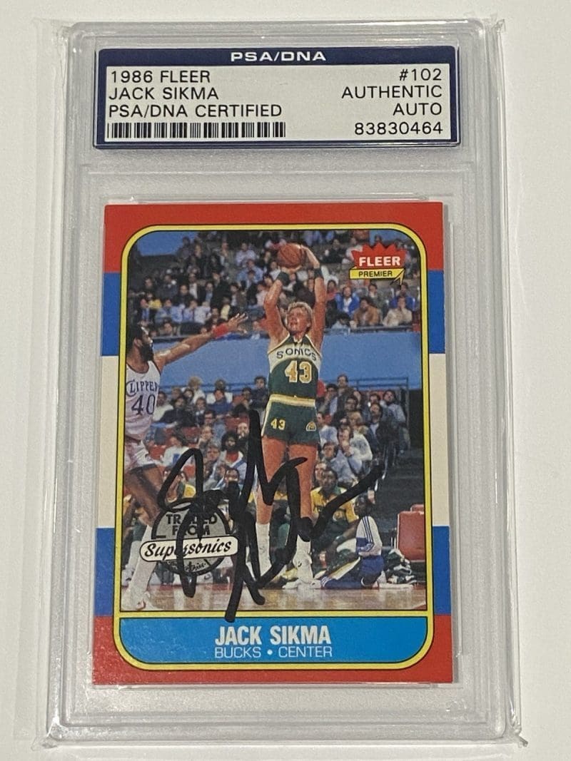 Jack Sikma Signed 1986 Fleer #102 PSA DNA Auto Supersonics Bucks