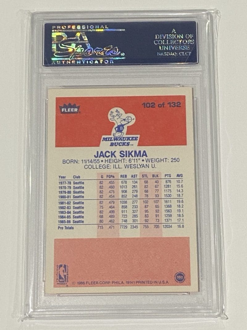 Jack Sikma Signed 1986 Fleer #102 PSA DNA Auto Supersonics Bucks - Image 2