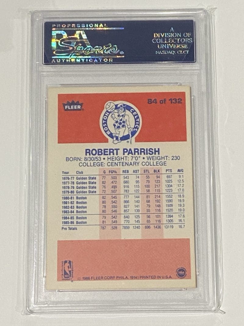 Robert Parish Signed 1986 Fleer #84 PSA DNA Boston Celtics - Image 2
