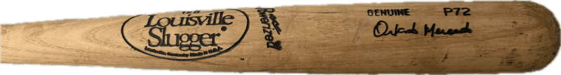 Orlando Mercado Game Used Cracked Louisville Slugger P72 Model Bat - Image 2