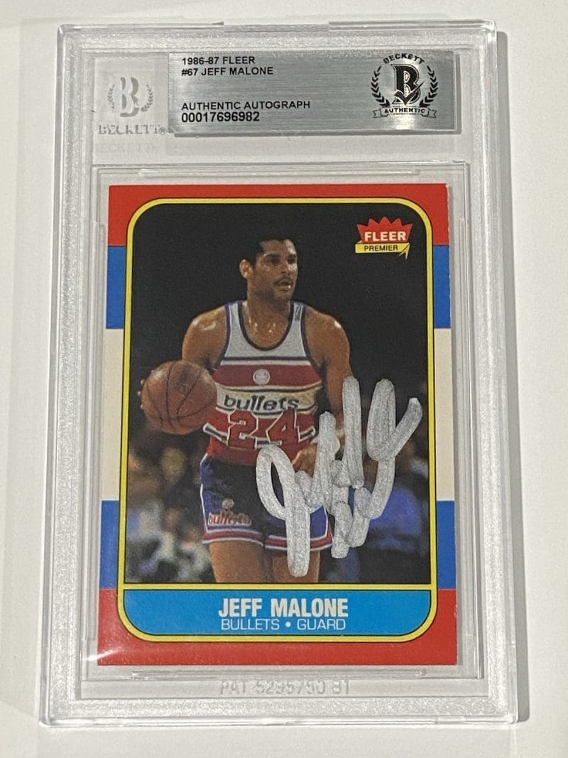 Jeff Malone Signed 1986 Fleer #67 RC Rookie BAS Auto Beckett Bullets