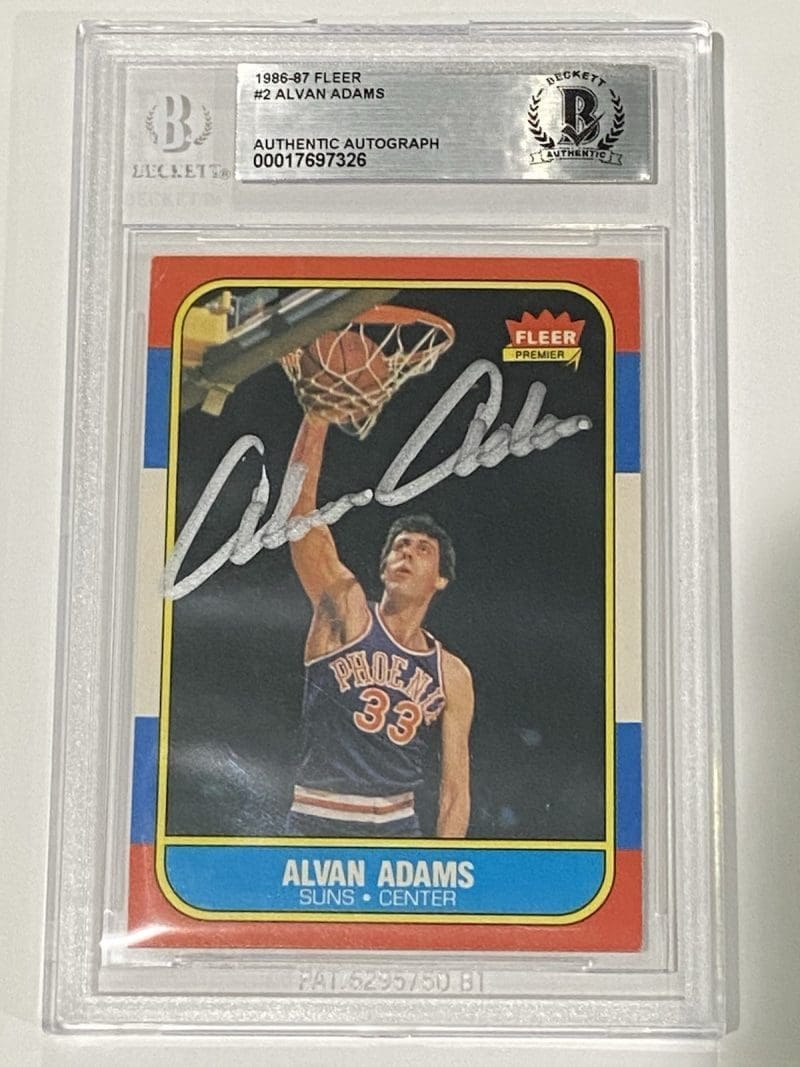 Alvan Adams Signed 1986 Fleer #2 Beckett BAS Auto Phoenix Suns