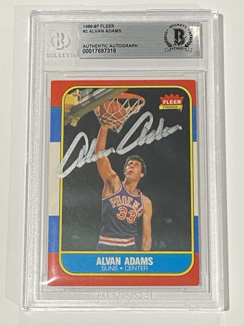 Alvan Adams Signed 1986 Fleer #2 Beckett BAS Auto Phoenix Suns