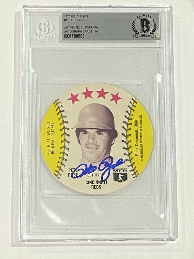 Pete Rose Signed 1976 Isaly's Discs #51 Beckett BAS Cincinnati Reds