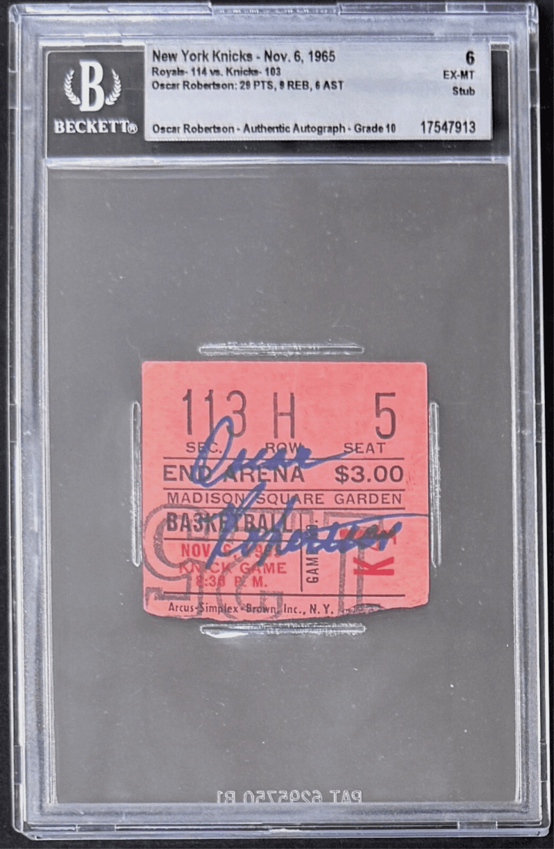Oscar Robertson Signed Knicks vs Royals Ticket Stub Beckett Auto 10 17547913