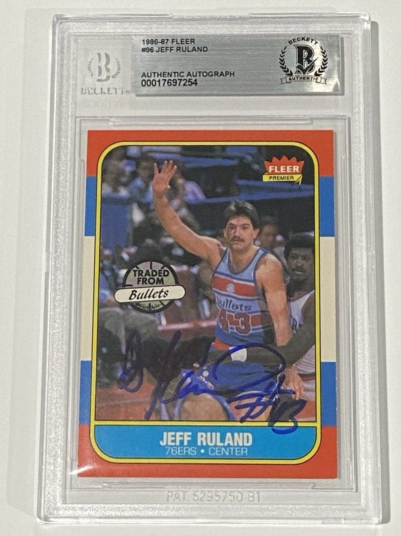 Jeff Ruland Signed 1986 Fleer #96 RC Rookie BAS Beckett Auto Bullets 76ers