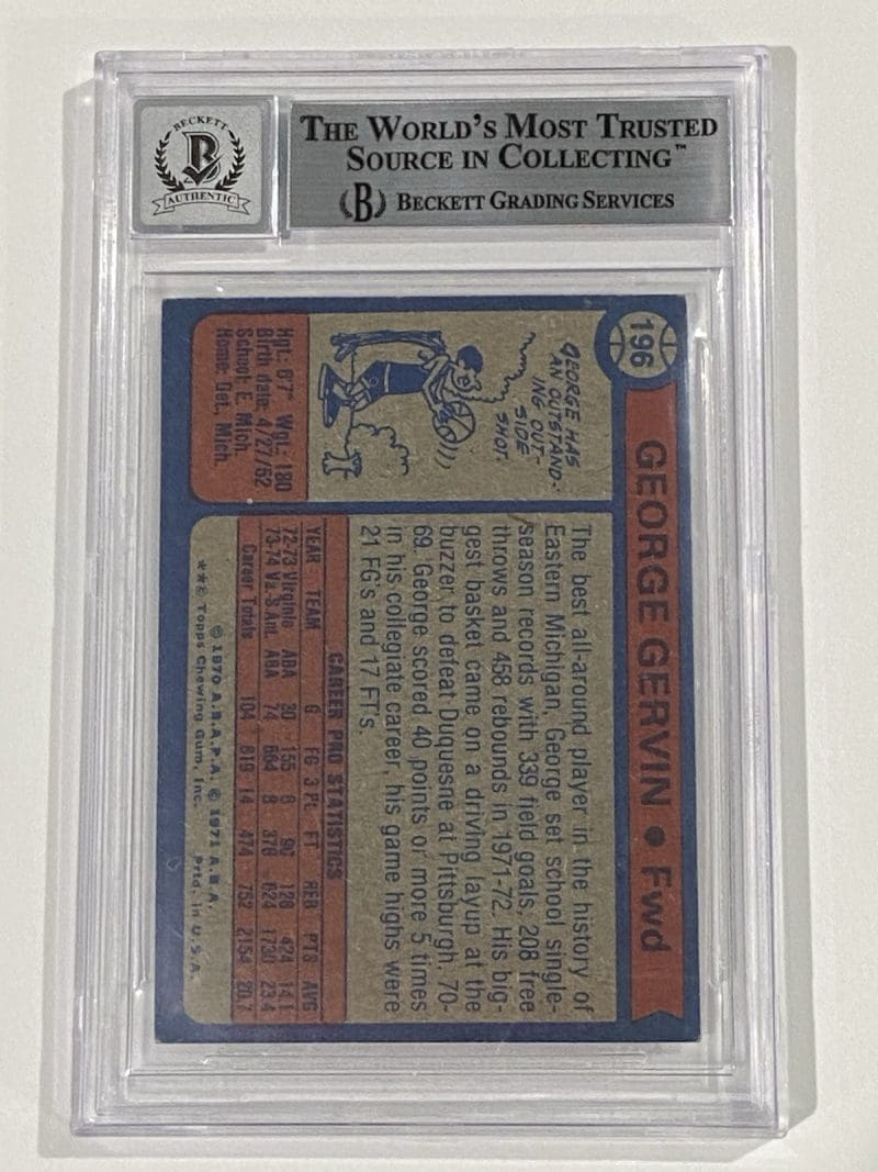 George Gervin Signed 1974 Topps #196 RC Rookie Beckett BAS 10 Auto Spurs HOF - Image 2