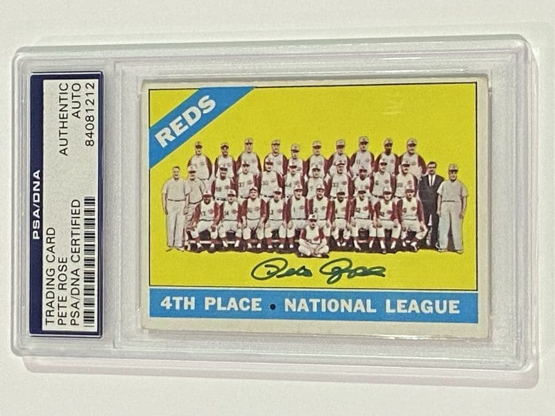 Pete Rose Signed 1966 Topps Card #59 PSA DNA Auto Cincinnati Reds Team