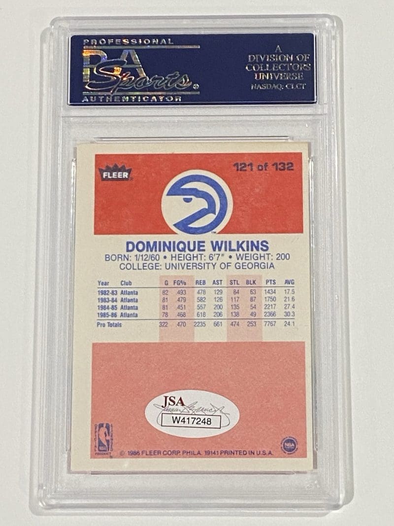 Dominique Wilkins Signed 1986 Fleer #121 RC PSA DNA Atlanta Hawks - Image 2