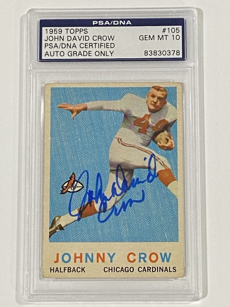 John David Crow Autographed 1959 Topps #105 PSA DNA Auto 10 Texas A&M Cardinals