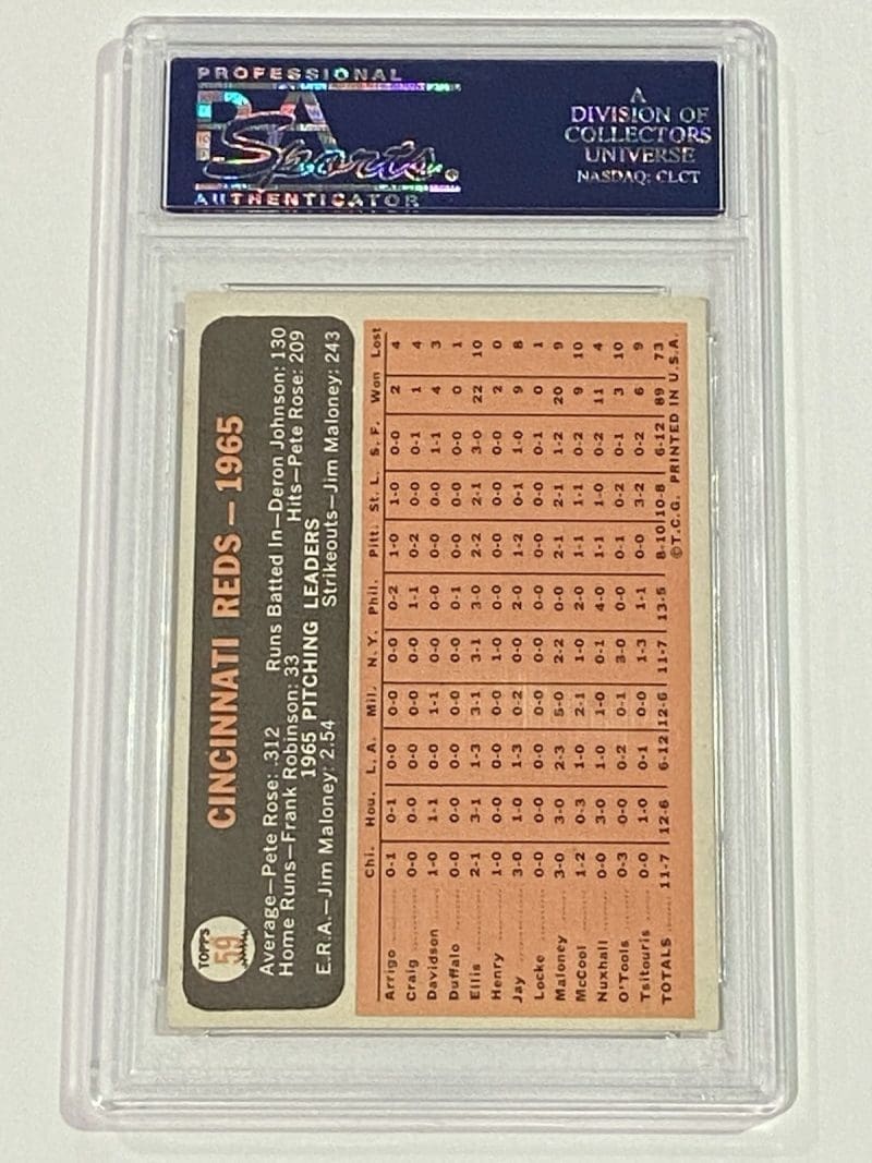 Pete Rose Signed 1966 Topps Card #59 PSA DNA Auto Cincinnati Reds Team - Image 2