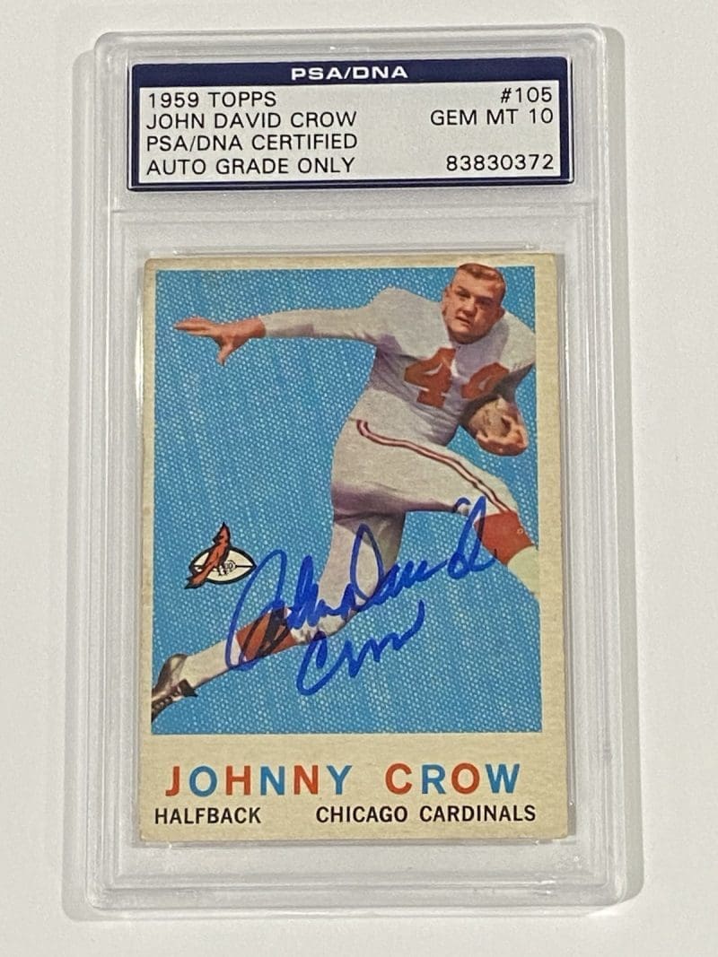 John David Crow Autographed 1959 Topps #105 PSA DNA Auto 10 Texas A&M Cardinals