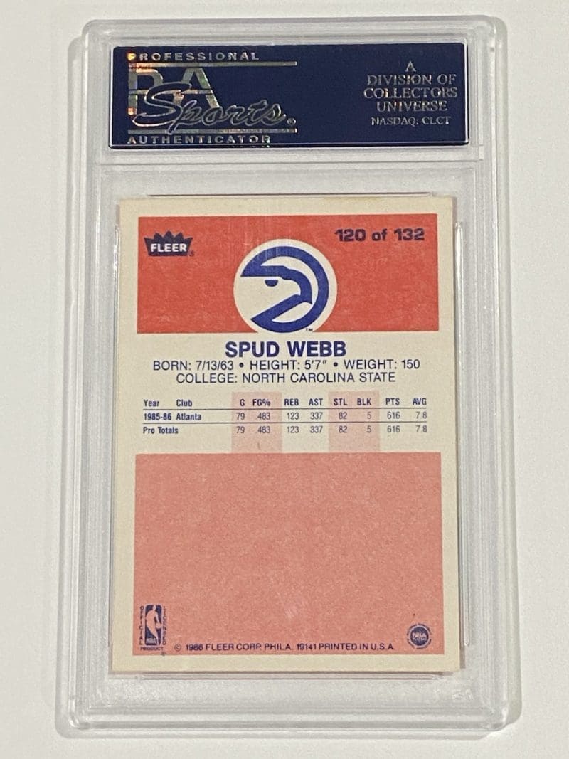 Spud Webb Signed 1986 Fleer #120 RC PSA DNA Atlanta Hawks Dunk Champ - Image 2