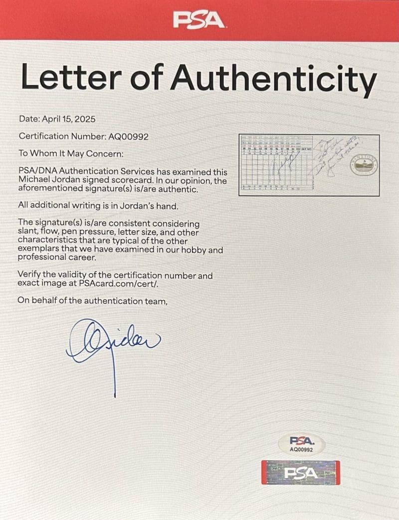 Michael Jordan Signed ‘You Can't Take Me!’ Golf Scorecard PSA & JSA Full Letters - Image 6