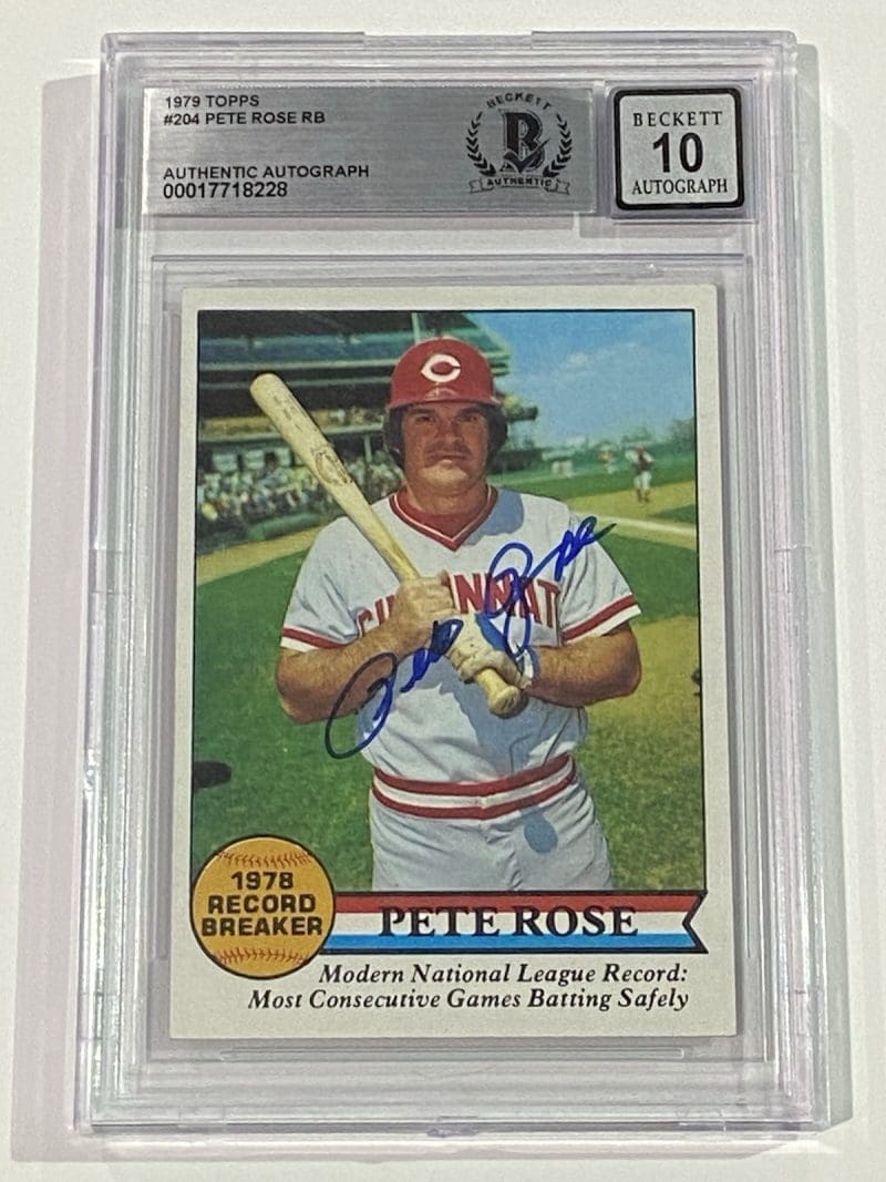 Pete Rose Signed 1979 Topps Card #204 Beckett BAS 10 Auto Cincinnati Reds