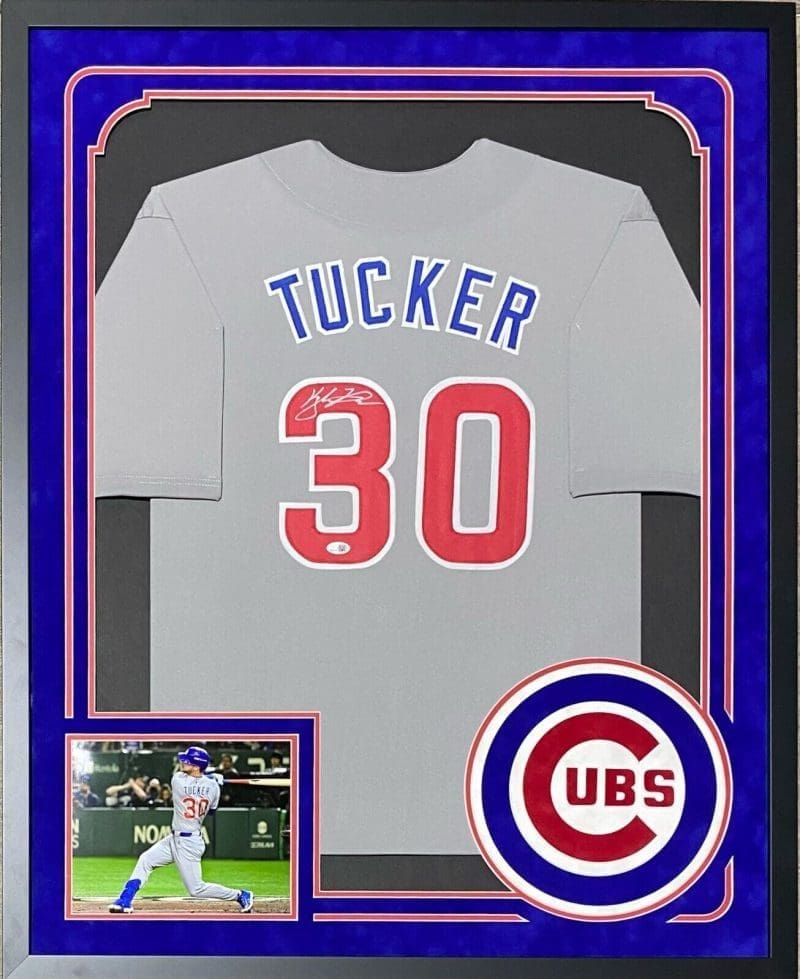 Kyle Tucker Signed Autographed Framed Gray/Red Jersey JSA Suede Cut Logo