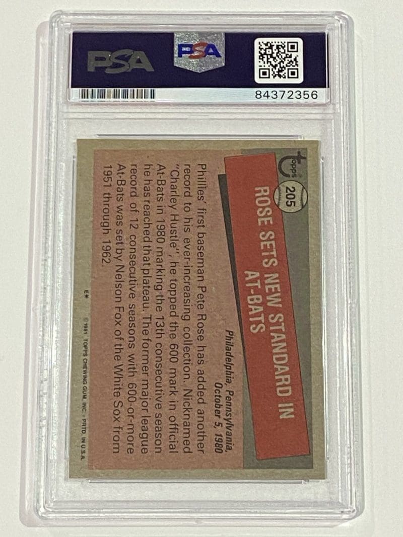 Pete Rose Signed 1981 Topps Card #205 PSA DNA Auto Cincinnati Reds - Image 2