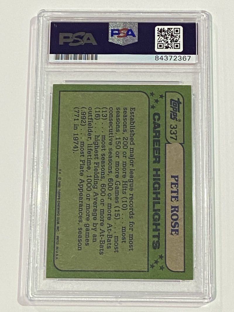 Pete Rose Signed 1982 Topps Card #337 PSA DNA Auto Cincinnati Reds - Image 2