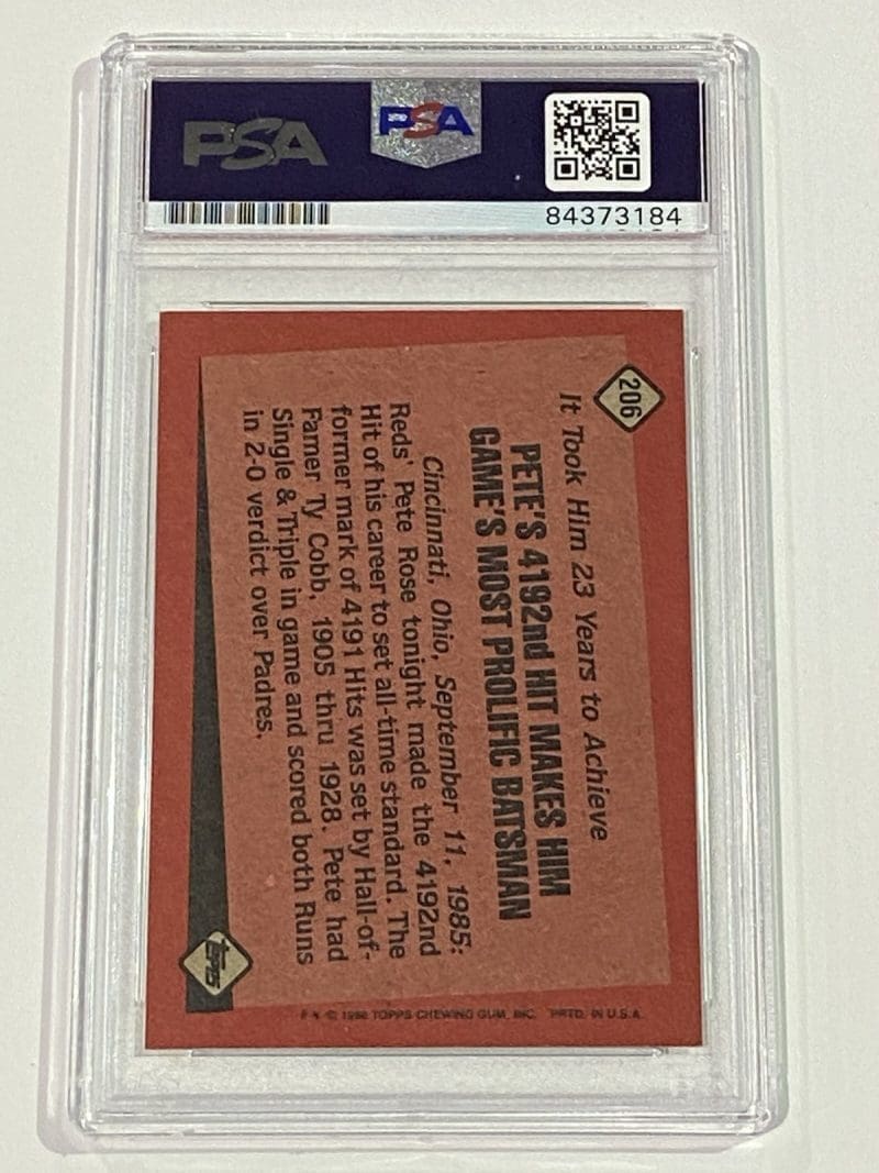 Pete Rose Signed 1986 Topps Card #206 PSA DNA Auto Cincinnati Reds - Image 2