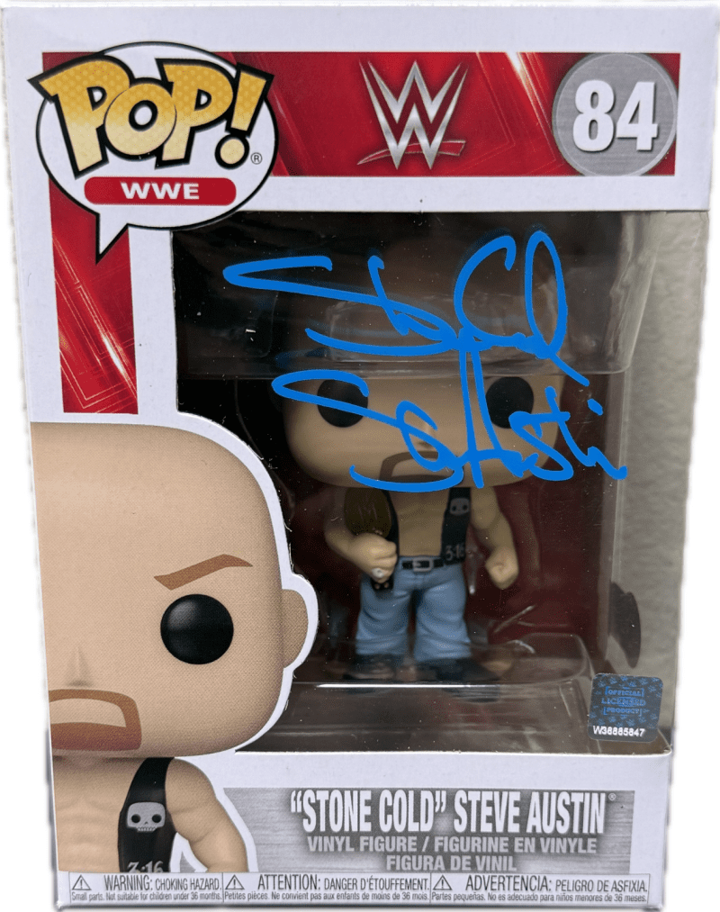 Stone Cold Steve Austin Signed Autographed Funko POP Figure 84 Beckett Blue
