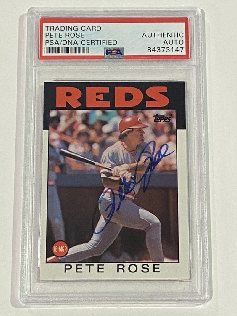 Pete Rose Signed 1986 Topps Card #1 PSA DNA Auto Cincinnati Reds