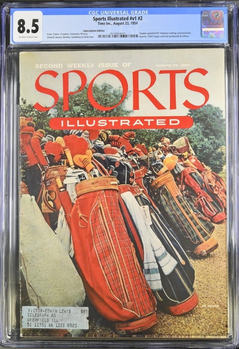 2nd Sports Illustrated Magazine Cover with Mantle (Yankees) 8/23/54 Card CGC 8.5