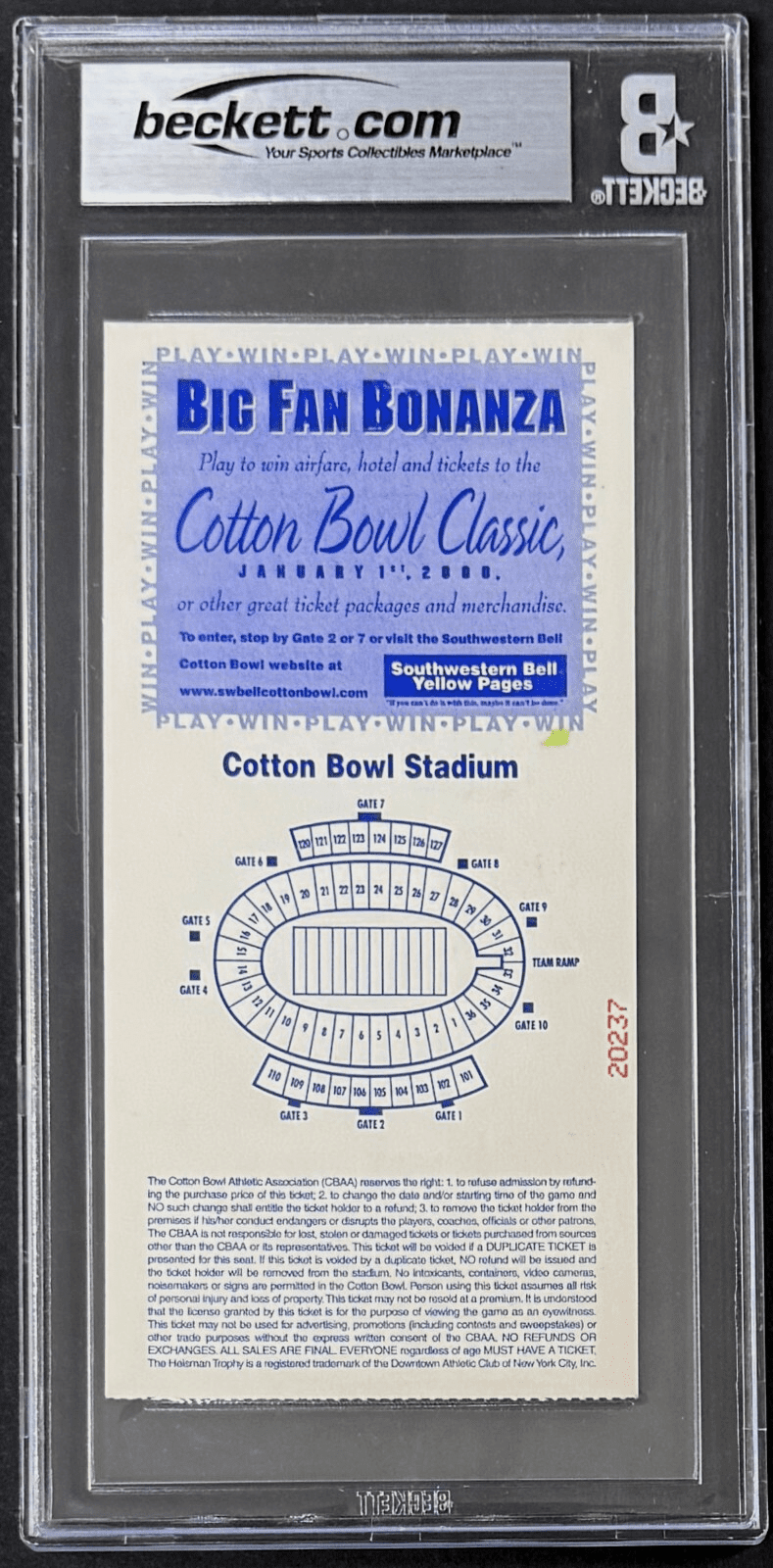 Ricky Williams Signed Cotton Bowl Jan. 1, 1999 Ticket Stub BAS 5 EX Williams MVP - Image 2