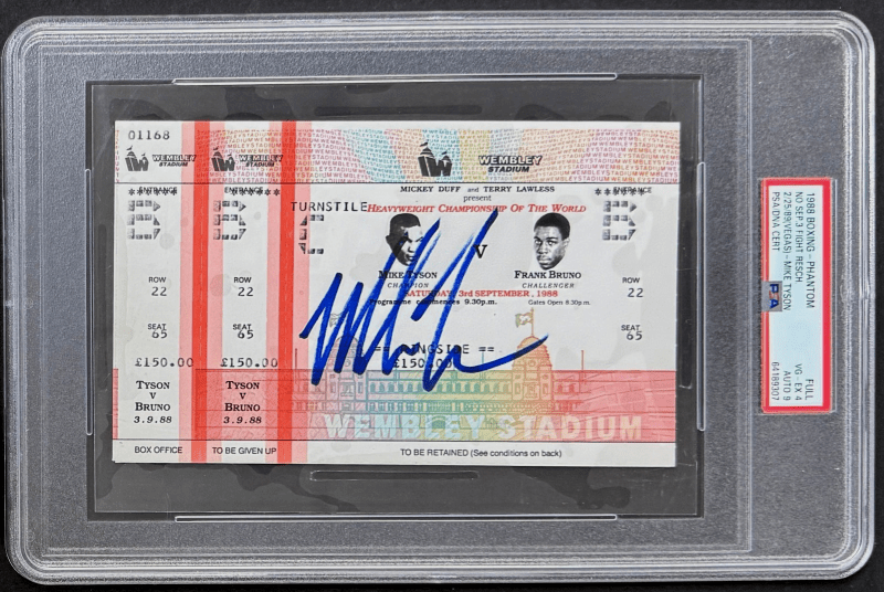 Mike Tyson Signed 1988 vs Frank Bruno Full Phantom Ticket PSA Fight Rescheduled