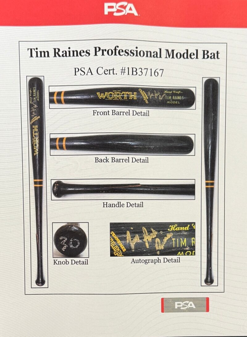 Tim Raines Signed 1987 Era Game Used Worth Bat Graded 8 PSA #1B37167 - Image 12