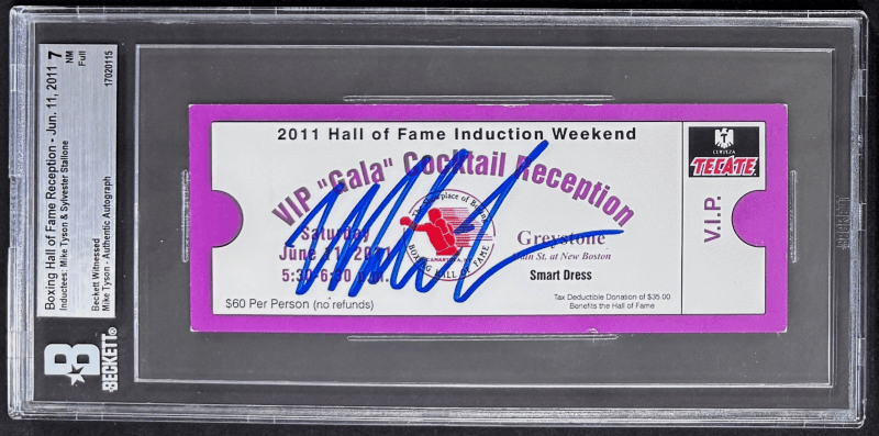 Mike Tyson Signed 2011 Boxing Hall of Fame Reception Full Ticket Beckett 7 NM