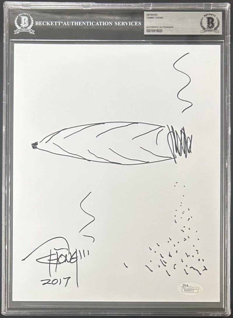 Tommy Chong Signed and Hand Drawn Sketch 8x10 Photo BAS 16918920 & JSA R45973