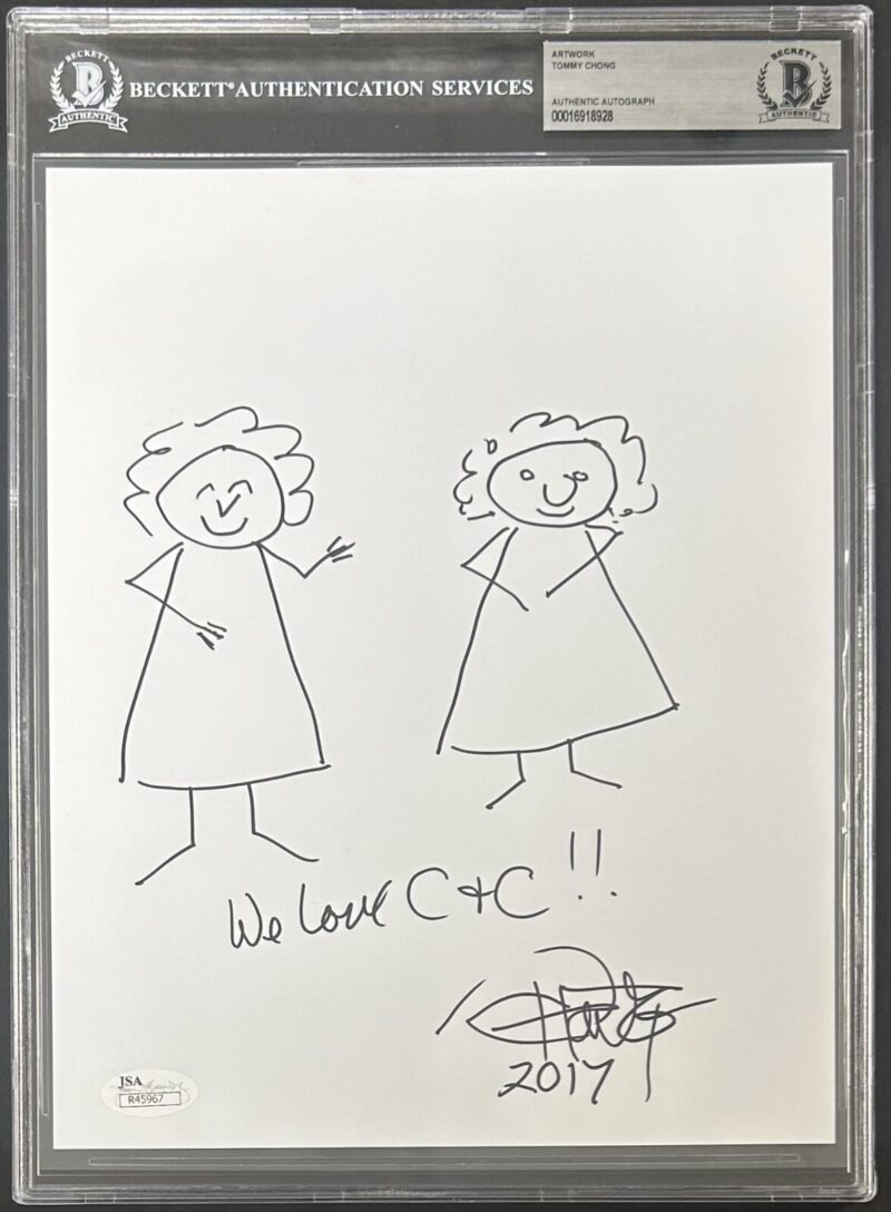 Tommy Chong Signed and Hand Drawn Sketch 8x10 Photo BAS 16918928 & JSA R45967