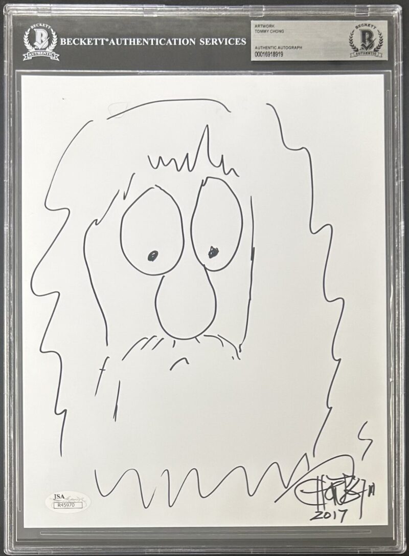 Tommy Chong Signed and Hand Drawn Sketch 8x10 Photo BAS 16918919 & JSA R45970