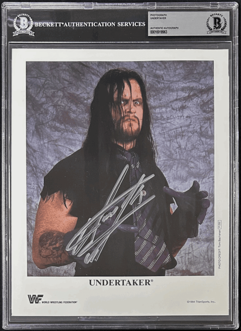 Undertaker Signed Photo WWF 1994 Titan Sports Promo Photo P-250 Beckett 16918963