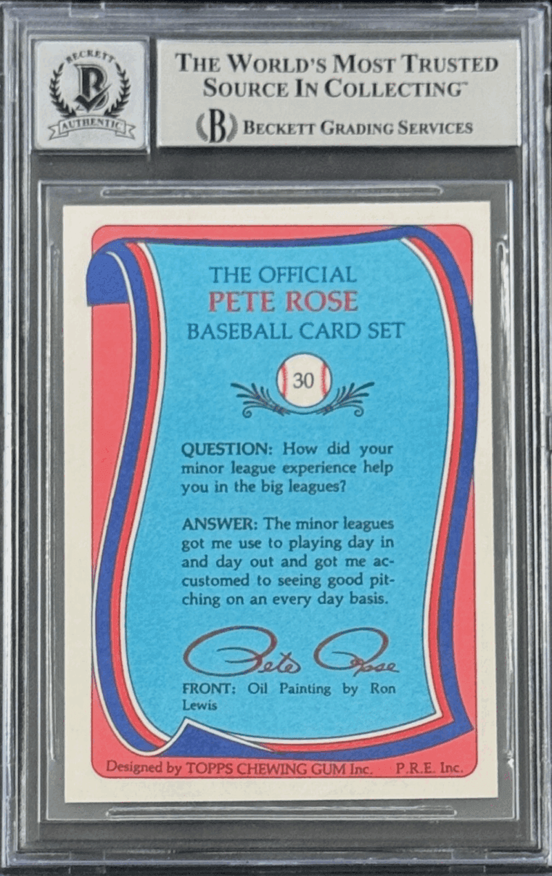 Pete Rose Signed 1985 Topps Card Sorry I Bet On Baseball 30 Beckett 15333010 - Image 2