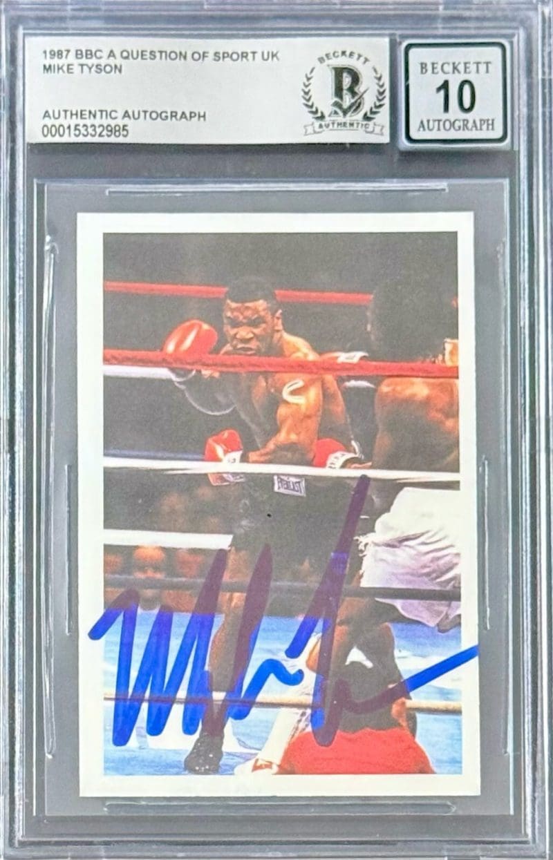 Mike Tyson Signed 1987 BBC A Question of Sport UK Card Beckett 15332985 Auto 10