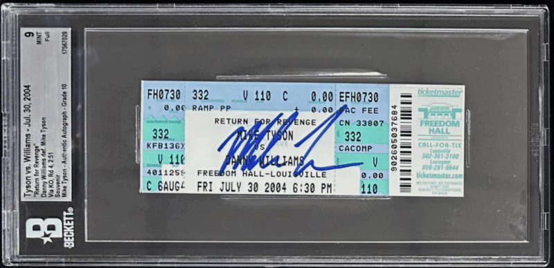 Mike Tyson vs Danny Williams Signed Full Ticket Beckett 17567029 9 Mint
