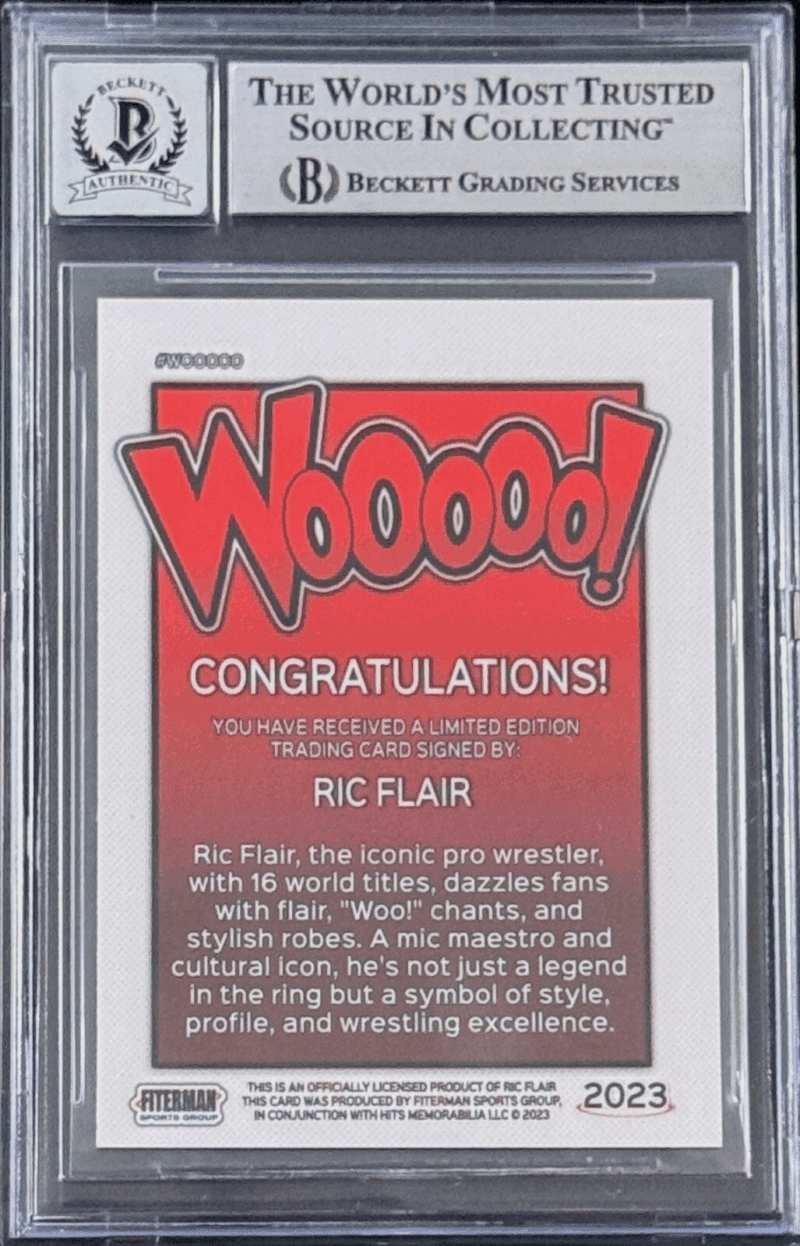 Ric Flair Signed 2023 Fiterman Sports Exclusive Card #Woooo BAS 17085300 Auto 10 - Image 2