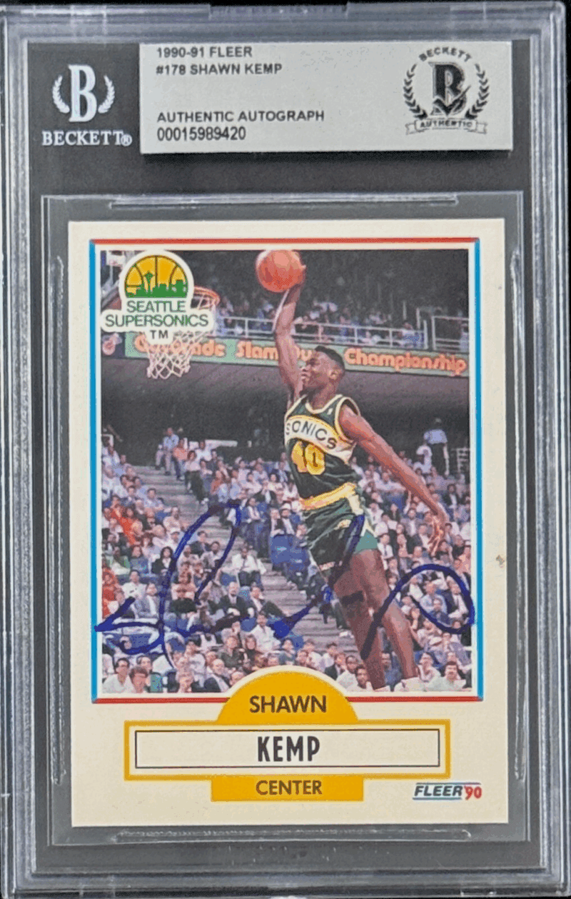 Shawn Kemp Signed 1990-91 Fleer Rookie Card #178 Beckett 15989420