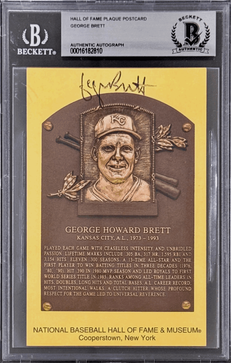 George Brett Signed Autographed Hall of Fame Plaque Postcard Beckett 16182810