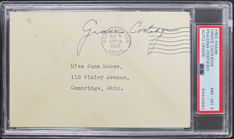 First Lady Grace Coolidge Signed Autographed Free Frank PSA NM-MT 8 84400863