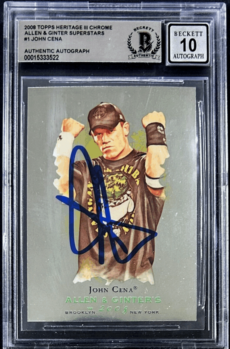 John Cena Signed 2008 Topps Heritage Chrome Allen & Ginter Card 1 15333522