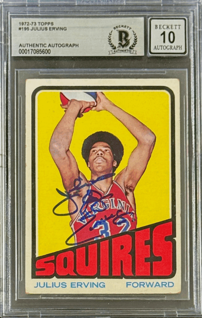 Julius "Dr. J" Erving Signed 1970 Topps Card #195 Beckett Auto 10 17085600