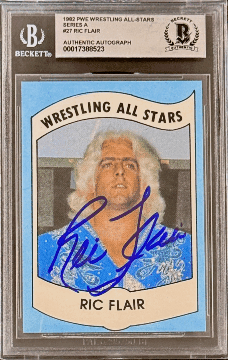 Ric Flair Signed 1982 PWE Wrestling All Stars Series A Card #27 Beckett 17388523