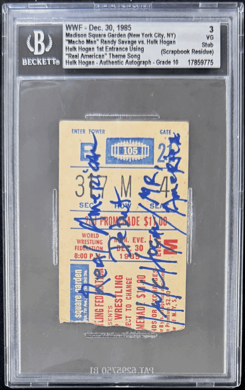 Hulk Hogan Signed Real American Debut Madison Square Garden Ticket Stub BAS 3 VG - Image 2