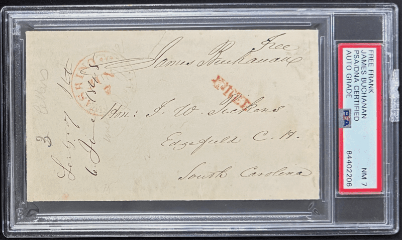 President James Buchanan Signed Autographed Free Frank PSA NM 7 84402206
